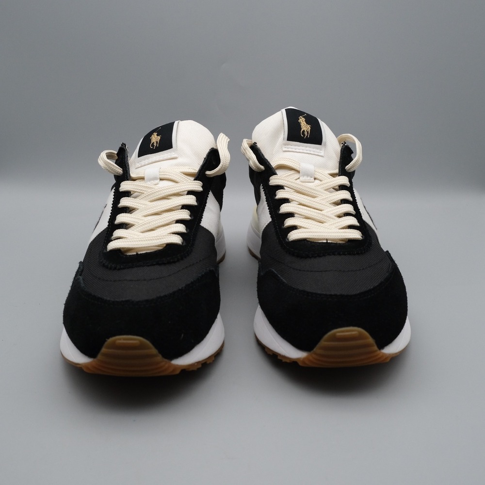 Polo Ralph Lauren Train 89 Mens Black White Suede Retro Sneaker 9 Low Top - Picture 2 of 13